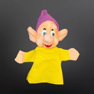 VINTAGE Disneyland Dopey Dwarf Hand Puppet Snow White & The Seven Dwarfs Plush
